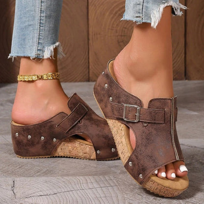Damesmode Peep Toe sleehak sandalen met plateauzool